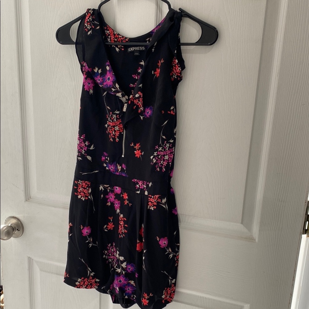 Express Floral Romper- Black and Purple